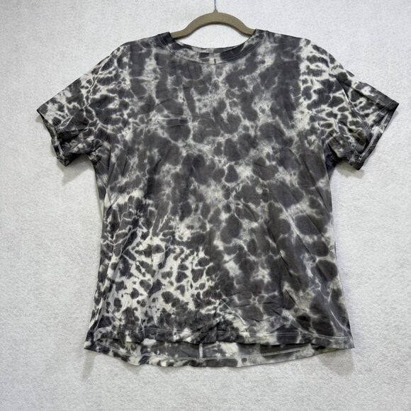 Lululemon Shirt Womens Large Gray Black Tie Dye Short Sleeve Casual Athletic Tee - Picture 1 of 6